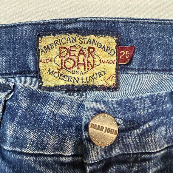 Dear John Bootcut Distressed Women's Medium Wash Jeans Size 25 Tailor Made Chic - Picture 4 of 14